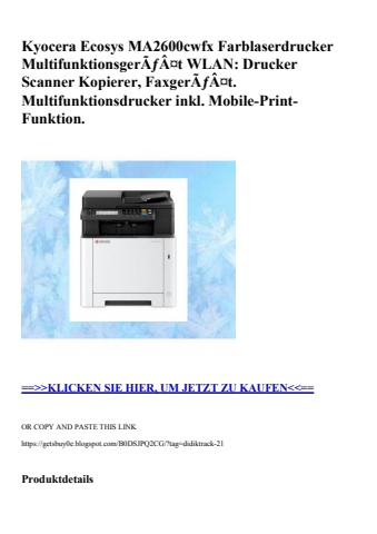 4968 kyocera ecosys ma2600cwfx farblaserdrucker multifunktionsgerãƒâ¤t wlan  drucker scanner kopierer  f