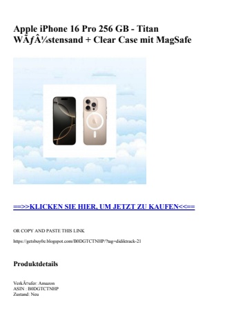 9857 apple iphone 16 pro 256 gb - titan wãƒâ¼stensand   clear case mit magsafe