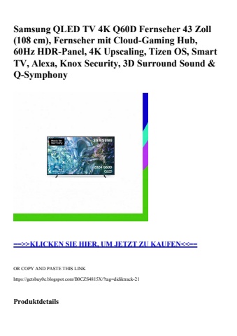 0198 samsung qled tv 4k q60d fernseher 43 zoll  108 cm   fernseher mit cloud-gaming hub  60hz hdr-panel