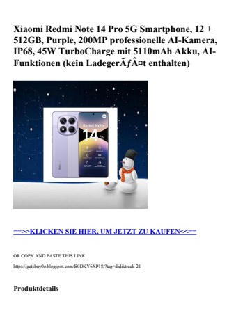 8490 xiaomi redmi note 14 pro 5g smartphone  12   512gb  purple  200mp professionelle ai-kamera  ip68  4