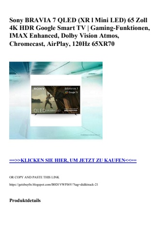 7974 sony bravia 7 qled  xr l mini led  65 zoll 4k hdr google smart tv   gaming-funktionen  imax enhance