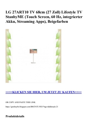3143 lg 27art10 tv 68cm  27 zoll  lifestyle tv stanbyme  touch screen  60 hz  integrierter akku  streami