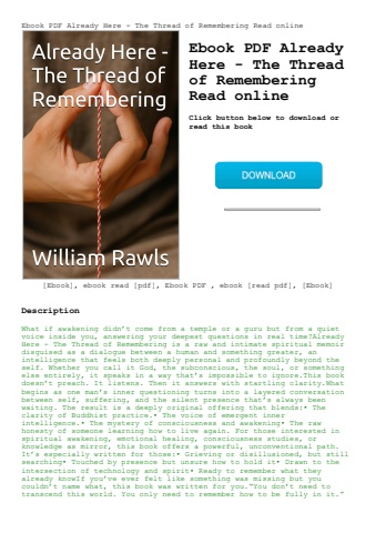 ebook pdf  already here - the thread of remembering read online