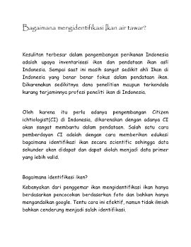 Bagaimana mengidentifikasi Ikan air tawar