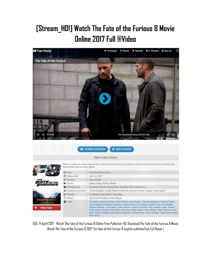 [Stream_HD!] Watch The Fate of the Furious 8 Movie Online 2017 Full Video