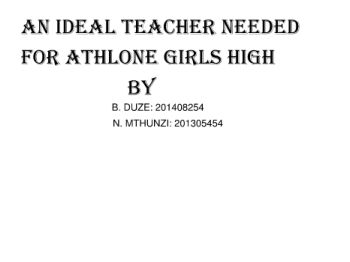 IDEAL TEACHER NEEDED FOR ATHLONE GIRLS