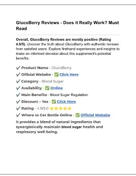 Gluco Berry Review - Does it Really Work? Must Read