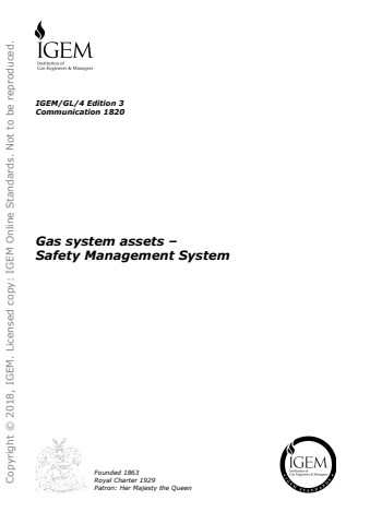 IGEM/GL/4 Edition 3 - Gas system assets – Safety Management System