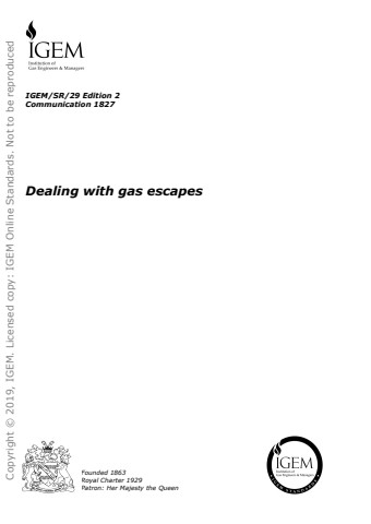 IGEM/SR/29 Edition 2 - Dealing with gas escapes