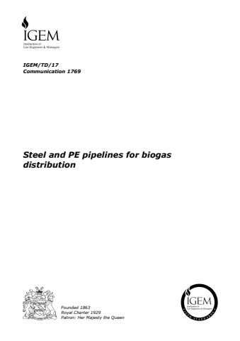 IGEM/TD/17 - Steel and PE pipelines for biogas distribution