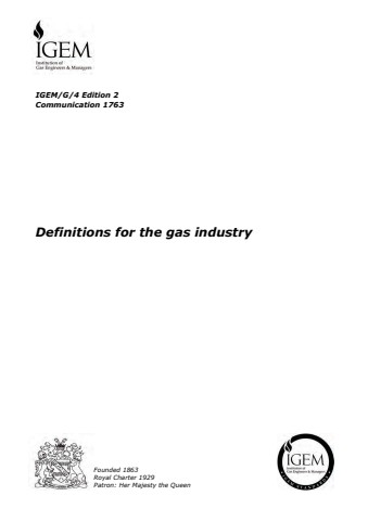 IGEM/G/4 Edition 2 - Definitions for the gas industry