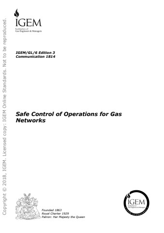 IGEM/GL/6 Edition 3 - Safe Control of Operations for Gas Networks