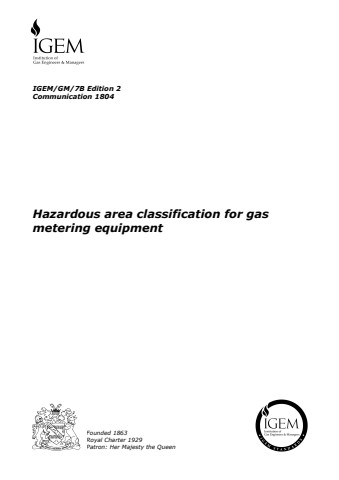 IGEM/GM/7B Edition 2 - Hazardous area classification for gas metering equipment