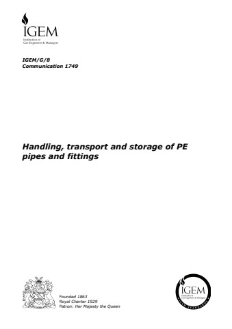 IGEM/G/8 - Handling, transport and storage of PE pipes and fittings