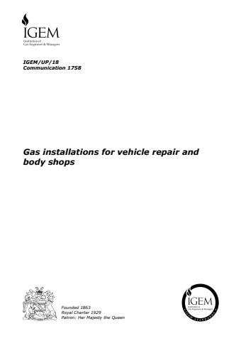 IGEM/UP/18 - Gas installations for vehicle repair and body shops