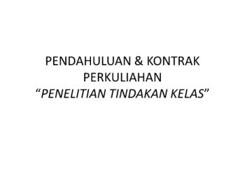 PENDAHULUAN & KONTRAK PERKULIAHAN