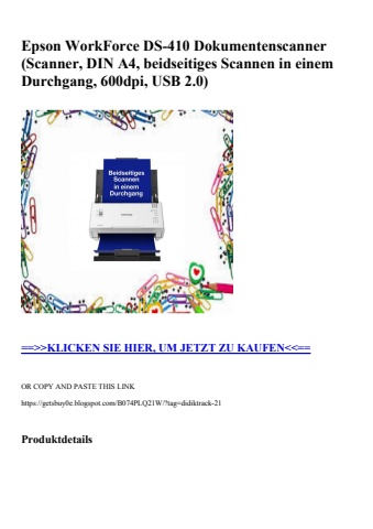 0653 epson workforce ds-410 dokumentenscanner  scanner  din a4  beidseitiges scannen in einem durchgang