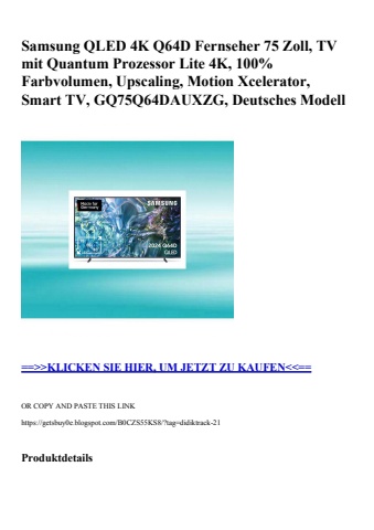 2940 samsung qled 4k q64d fernseher 75 zoll  tv mit quantum prozessor lite 4k  100  farbvolumen  upscali