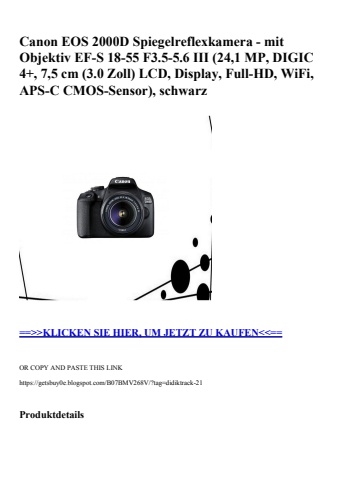 9496 canon eos 2000d spiegelreflexkamera - mit objektiv ef-s 18-55 f3