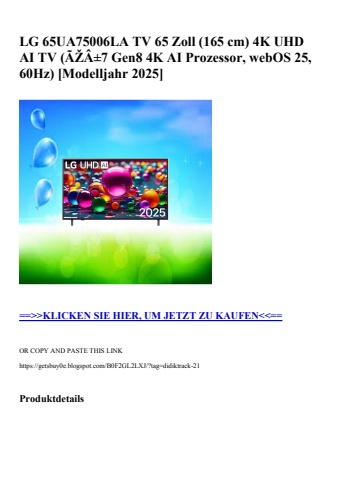 1364 lg 65ua75006la tv 65 zoll  165 cm  4k uhd ai tv  ãžâ±7 gen8 4k ai prozessor  webos 25  60hz   model