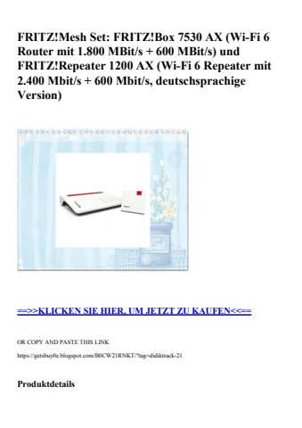 6263 fritz mesh set  fritz box 7530 ax  wi-fi 6 router mit 1