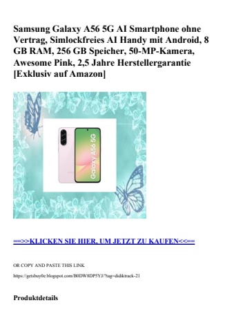 3694 samsung galaxy a56 5g ai smartphone ohne vertrag  simlockfreies ai handy mit android  8 gb ram  256