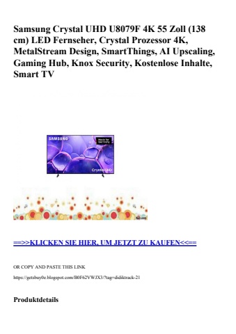 2806 samsung crystal uhd u8079f 4k 55 zoll  138 cm  led fernseher  crystal prozessor 4k  metalstream des