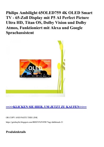 0024 philips ambilight 65oled759 4k oled smart tv - 65-zoll display mit p5 ai perfect picture ultra hd