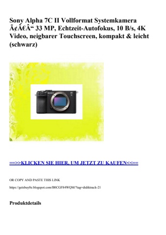 5434 sony alpha 7c ii vollformat systemkamera ã¢â€â“ 33 mp  echtzeit-autofokus  10 b s  4k video  neigba