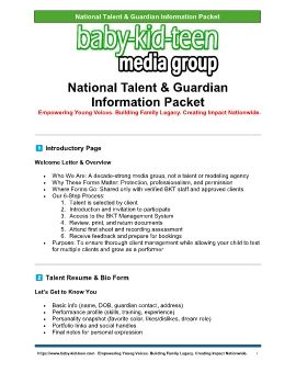 baby Kid TEEN Media Group National Guardian and Talent Informational Packet 2026 final