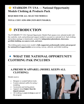 STARKIDS TV USA NATIONAL MODELS CLOTHING PACK INFO 