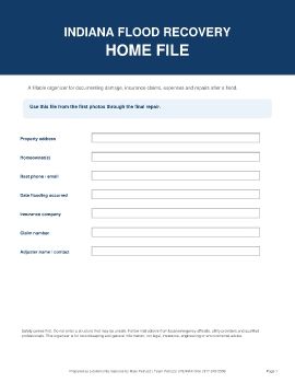 Indiana Flood Recovery Home File | Free Fillable Guide