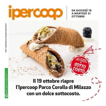 Volantino Riapertura Ipercoop Milazzo Parco Corolla Ottobre 2017