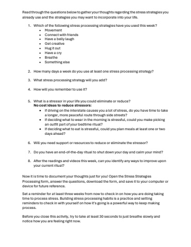 Stress processing Strategies verbiage-test