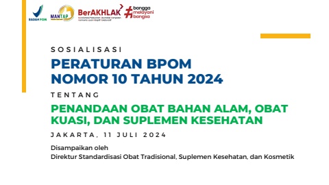 Sosialisasi PerBPOM 10 tahun 2024 Penandaan OBA OK SK