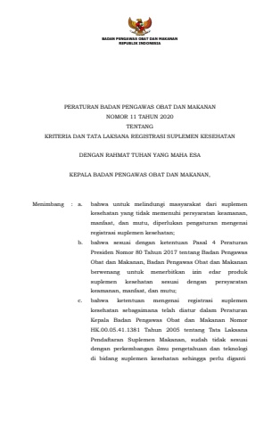PerBPOM No. 11 tahun 2020