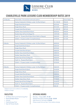 Leisure Club Membership Rate 2019