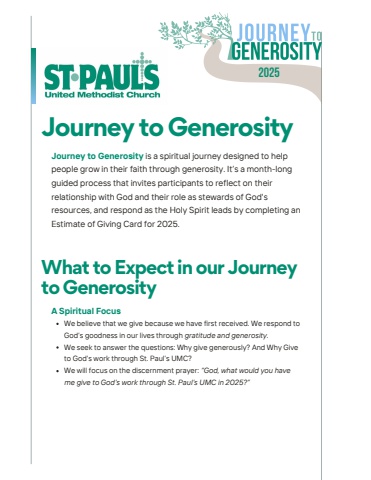 Journey to Generosity Handout February 2025