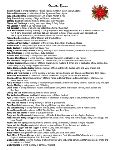 Poinsettia & Music Program Fund Donors 2025