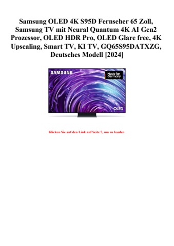 7564 samsung oled 4k s95d fernseher 65 zoll  samsung tv mit neural quantum 4k ai gen2 prozessor  oled hd