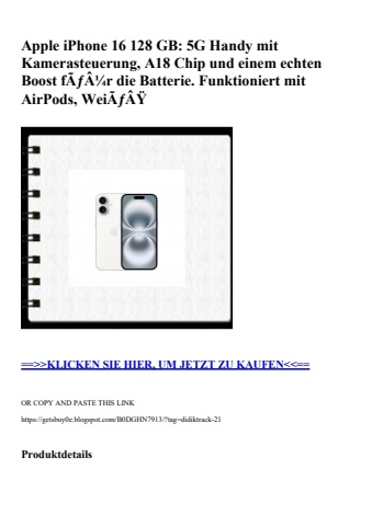 8543 apple iphone 16 128 gb  5g handy mit kamerasteuerung  a18 chip und einem echten boost fãƒâ¼r die ba