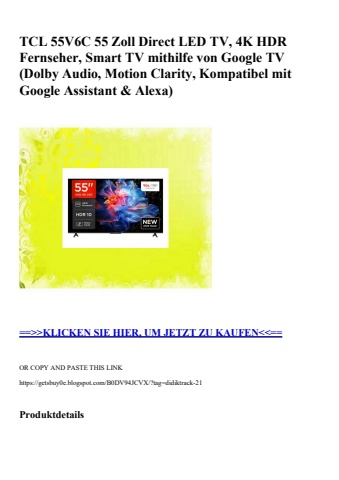 3244 tcl 55v6c 55 zoll direct led tv  4k hdr fernseher  smart tv mithilfe von google tv  dolby audio  mo