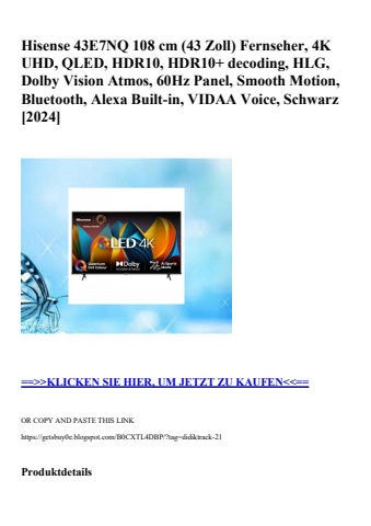 2526 hisense 43e7nq 108 cm  43 zoll  fernseher  4k uhd  qled  hdr10  hdr10  decoding  hlg  dolby vision