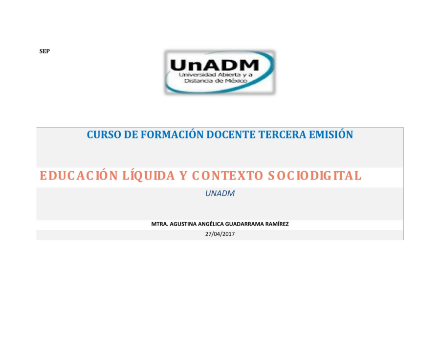 Actividad 2. Educación líquida y Contexto sociodigital