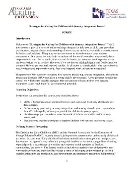 Microsoft Word - Sensory Issues Script with Section Headings 12-11-14