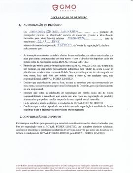 Declaração de Depósito GMO