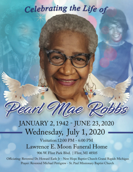 Pearl Robb's Homegoing Celebration Program