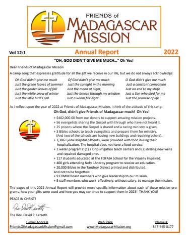 Friends of Madagascar 2022 Annual Report