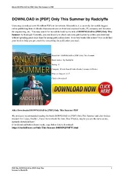 DOWNLOAD in [PDF] Only This Summer by Radclyffe