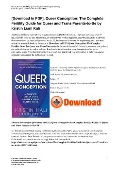 [Download in PDF]. Queer Conception: The Complete Fertility Guide for Queer and Trans Parents-to-Be by Kristin Liam Kali